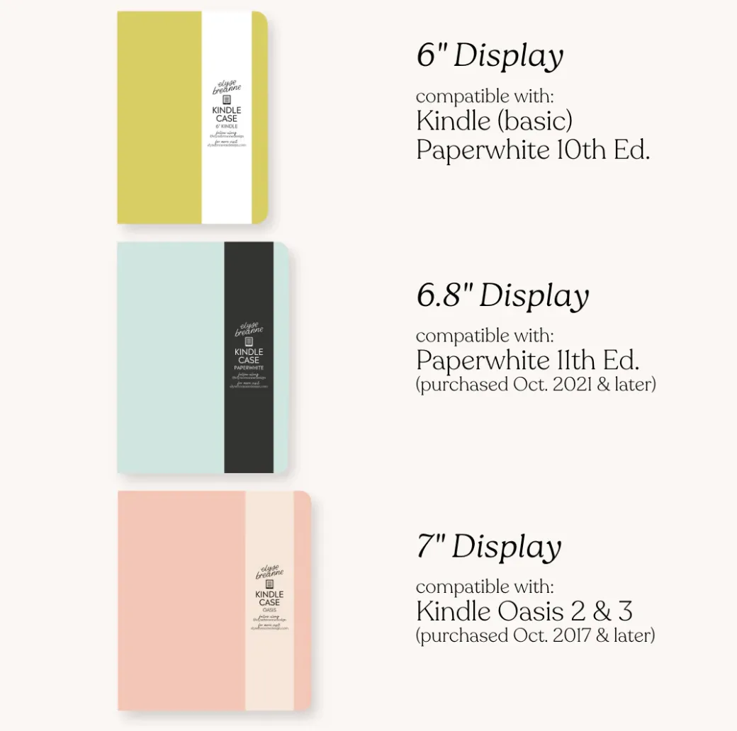6.8" Kindle Case- Multiple Styles!