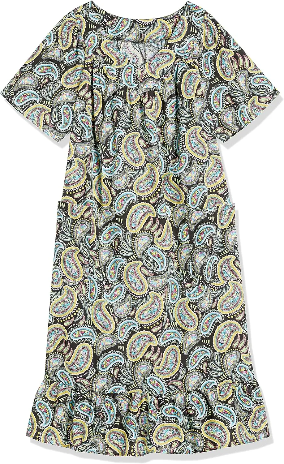 AmeriMark Casual Womens Muumuu House Dress Comfortable Flowy Short Sleeve Patio Sun Dress Lounger Gown Sleepwear for Ladies