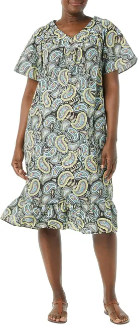AmeriMark Casual Womens Muumuu House Dress Comfortable Flowy Short Sleeve Patio Sun Dress Lounger Gown Sleepwear for Ladies