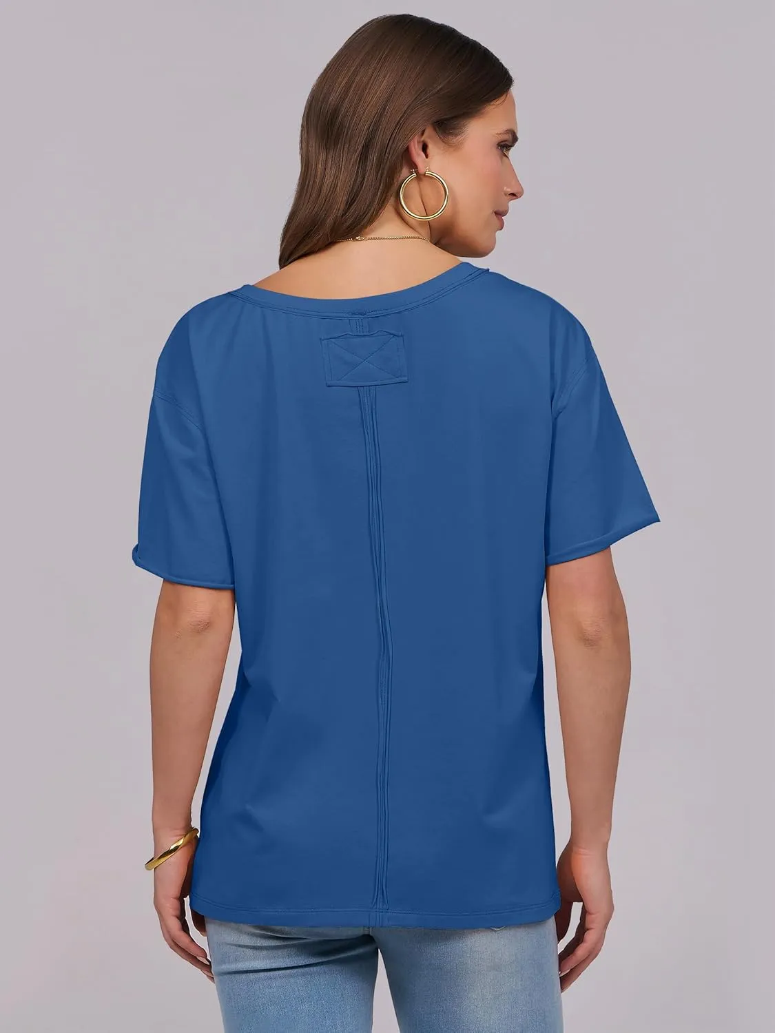 ANRABESS Womens Oversized V Neck T-Shirts Short Sleeve Tops Loose Fit Casual Summer Boxy Tee Shirts Trendy Clothes