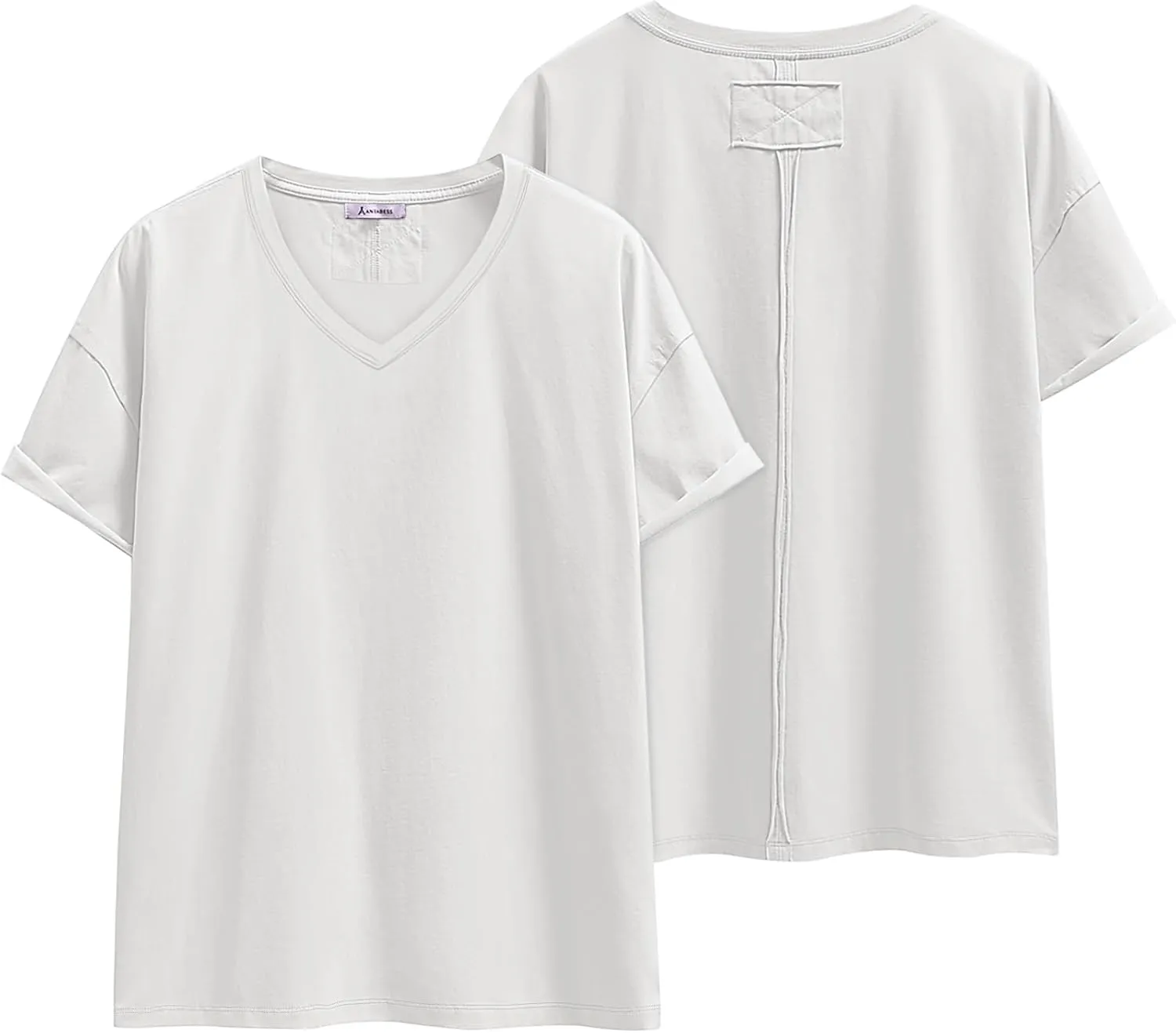 ANRABESS Womens Oversized V Neck T-Shirts Short Sleeve Tops Loose Fit Casual Summer Boxy Tee Shirts Trendy Clothes