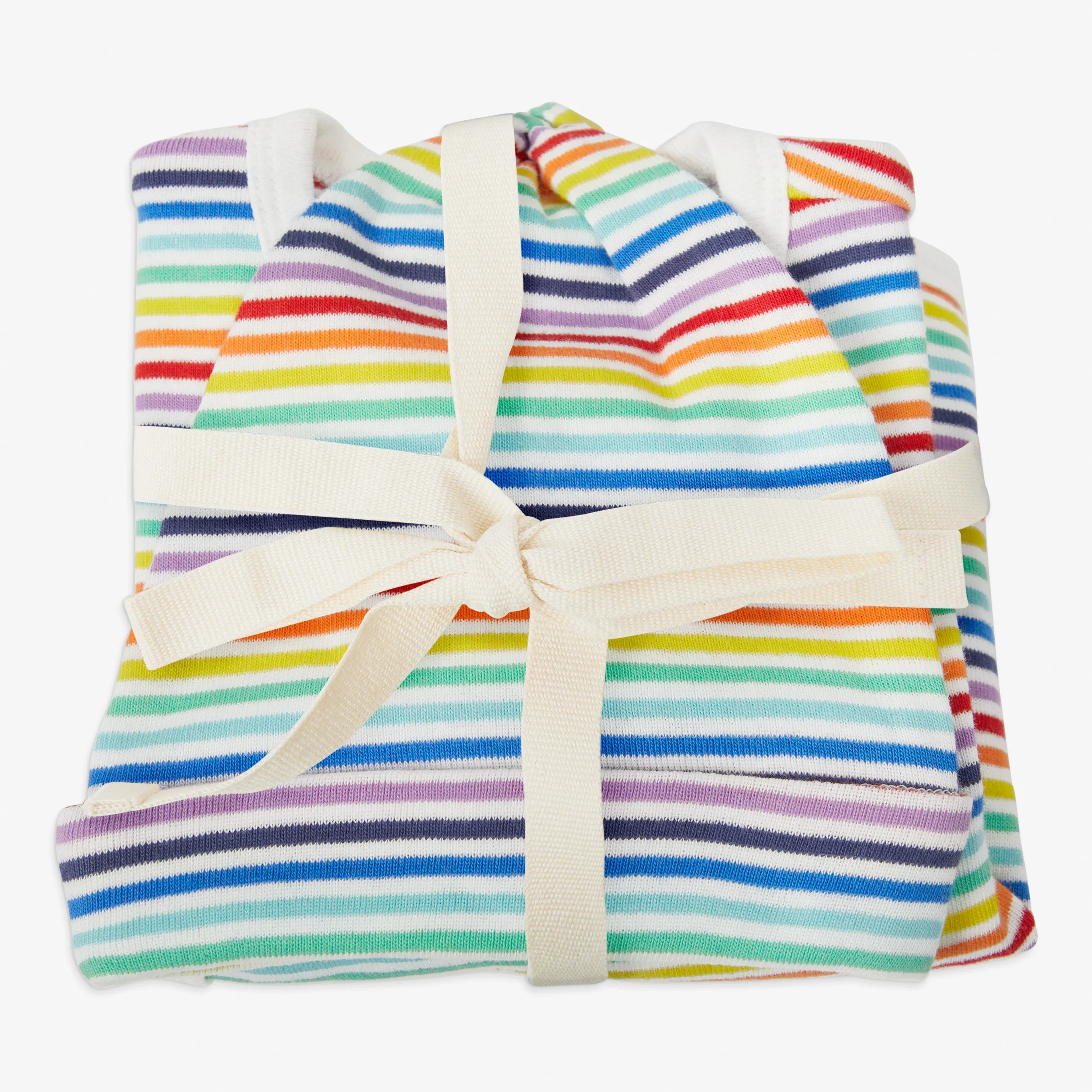 Clearance baby three-piece gift set in mini rainbow stripe