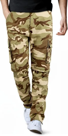 GINGTTO Mens Camo Cargo Pants Slim Hiking Pants for Men Convertible Joggers Zip Off Legs Waterproof
