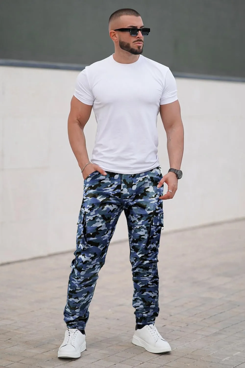 GINGTTO Mens Leather Camo Pants Slim Fit Cargo Biker Pants for Men