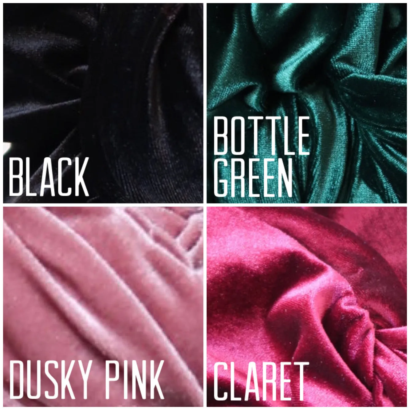 Made To Order: SCRUNCHIE KNOT Velvet Headband in 4 colours in black, claret, bottle green & dusky pink
