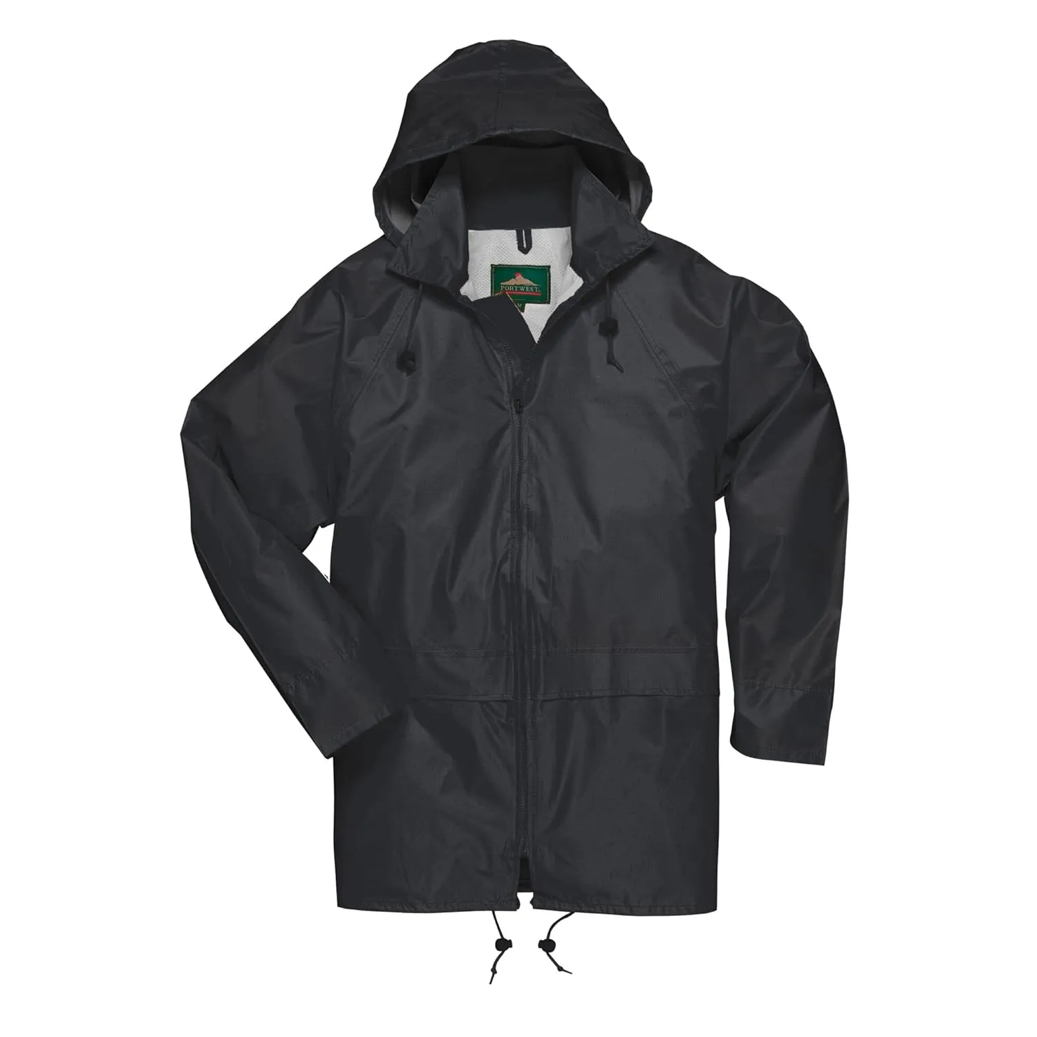 Portwest US440 Classic Waterproof Rain Jacket wth Pack Away Hood & Sealed Seams, Black, 3 XL