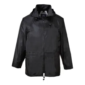 Portwest US440 Classic Waterproof Rain Jacket wth Pack Away Hood & Sealed Seams, Black, 3 XL
