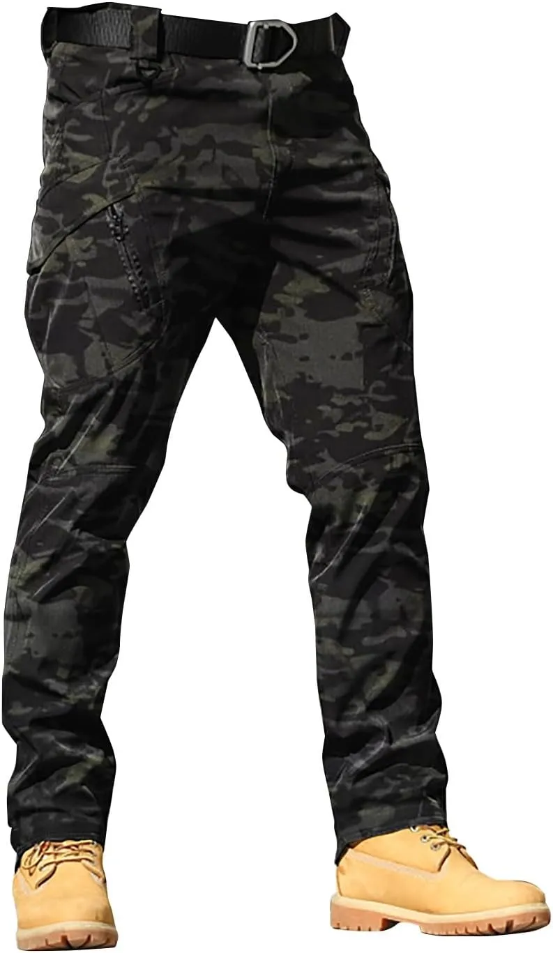 Tactical Pants for Men Lightweight Stretch Hiking Cargo Pants Outdoor Waterproof Ripstop Pant with Multi Pockets
