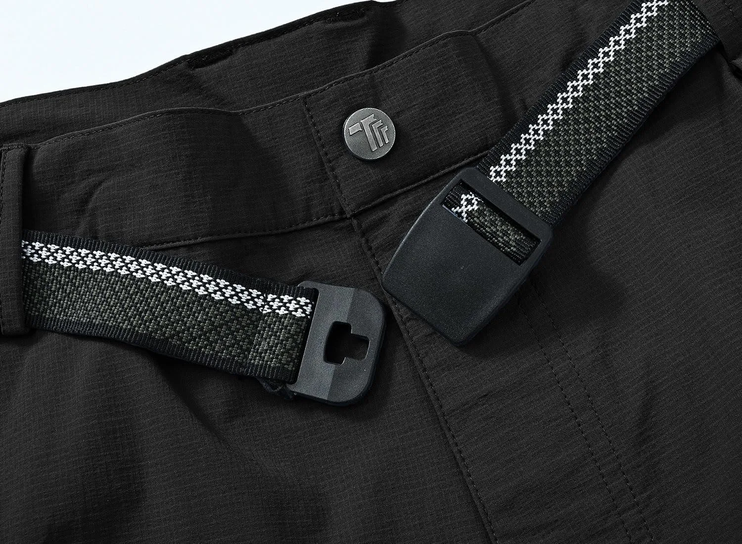 TBMPOY Men's Lightweight Hiking Pants with Belt 5 Zip Pockets Waterproof Quick-Dry Travel Fishing Work Outdoor Pants