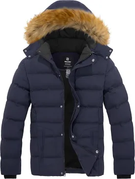 wantdo Men's Winter Puffer Jacket Thicken Winter Coat Warm Padded Jacket with Hood