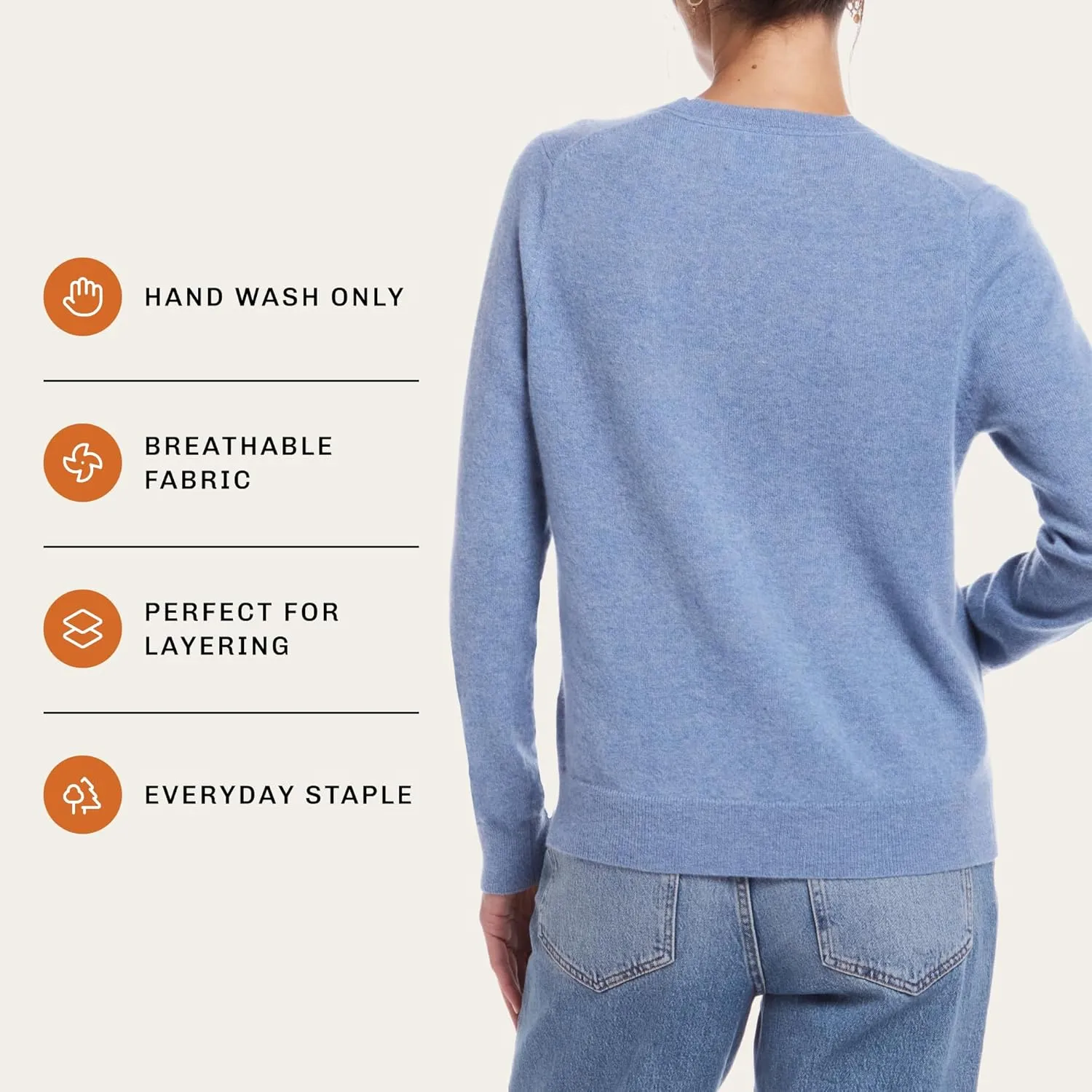 Weatherproof Vintage Women's Lightweight 100% Pure Thin Cashmere Sweater, Long Sleeve Sweatshirt, Casual Soft Pullover(XS-XL)