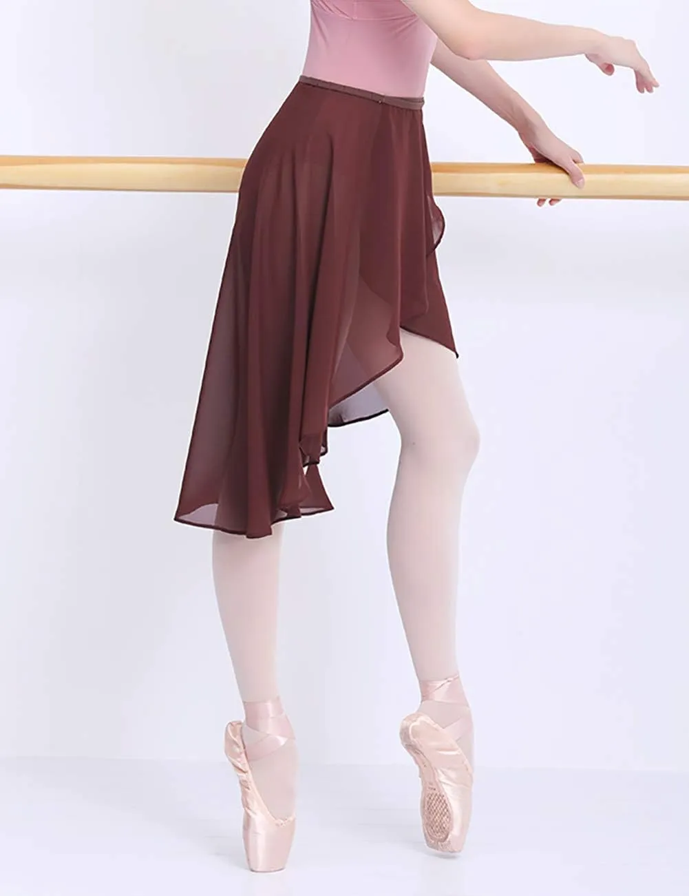 Women Ballet Wrap Skirt Ladies Irregular Mid-Length Sheer Dance Skirts