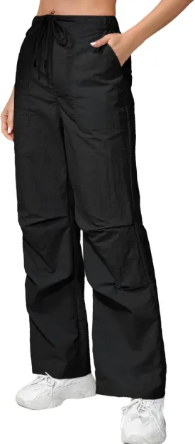 Womens Baggy Cargo Pants Wide Leg Parachute Pants Y2K Lightweight Waterproof with Pockets